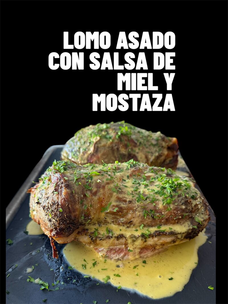 Lomo asado con miel y mostaza