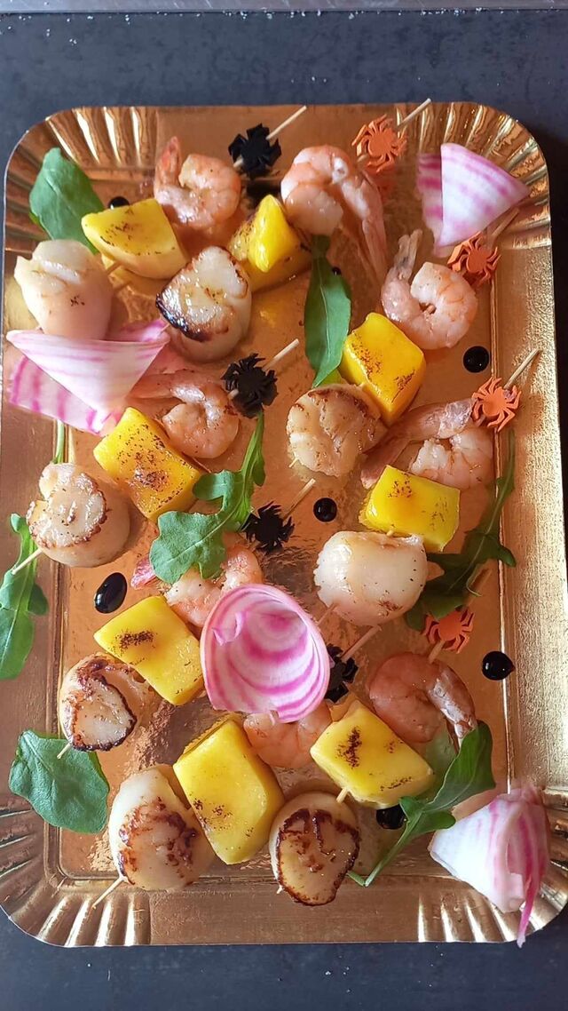 Mangue poêlée, St Jacques et crevettes 