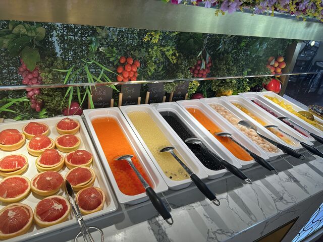 Fruits au sirop, fruits frais, bubble