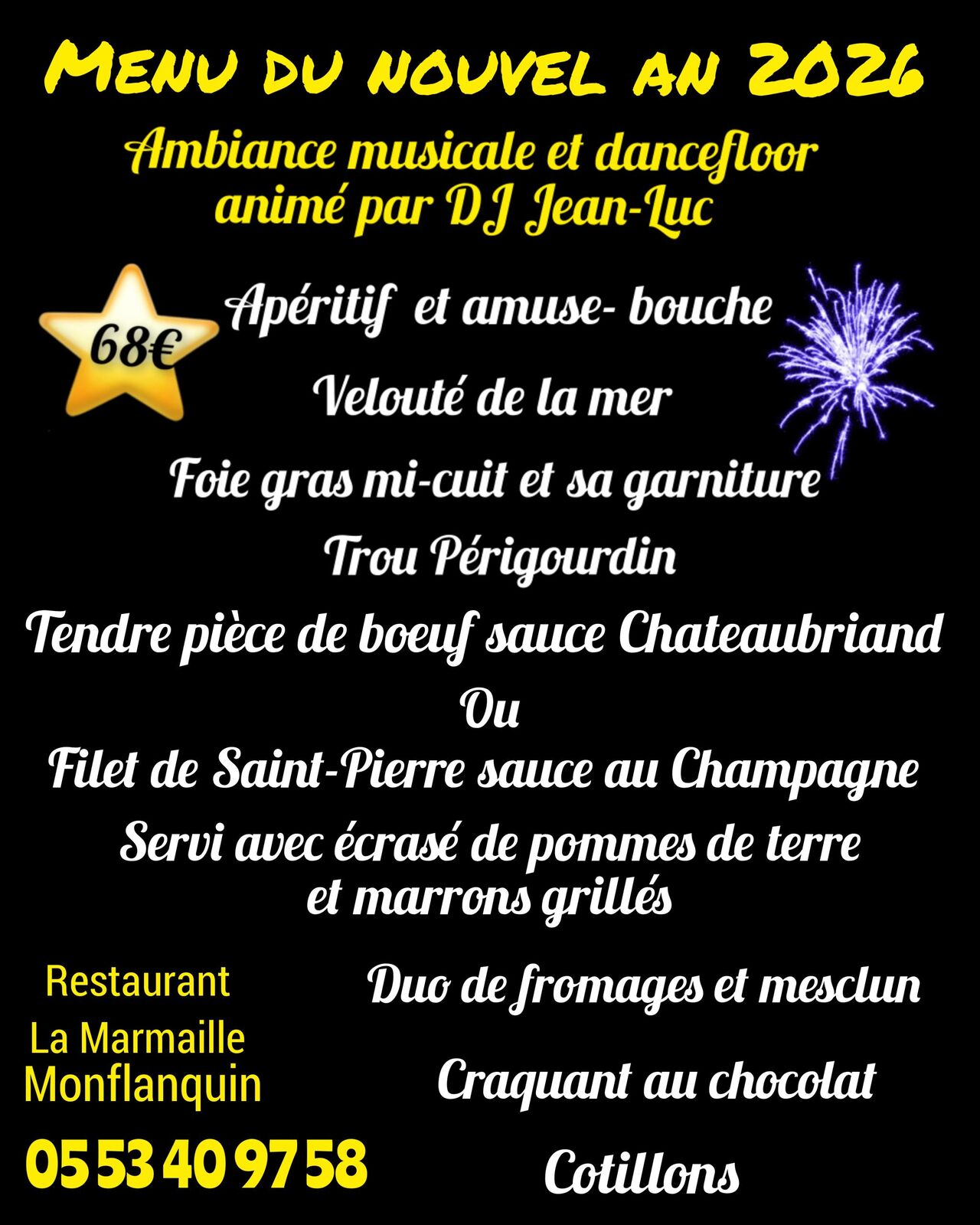 Menu 31 décembre 2025