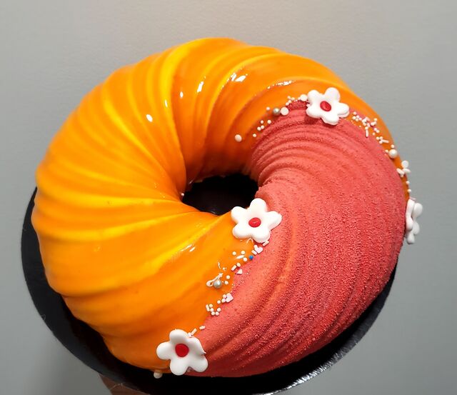 Entremets Passion/hibiscus sans gluten 10/12 personnes
