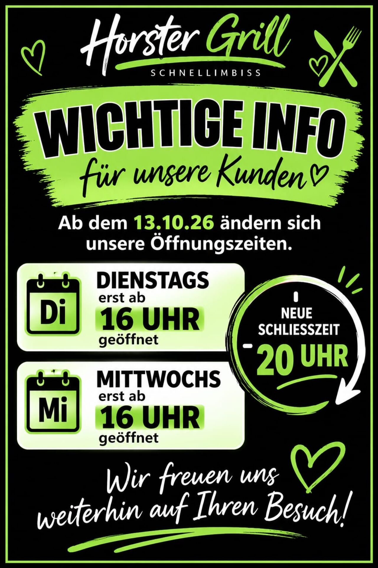 Neue Öffnungszeiten