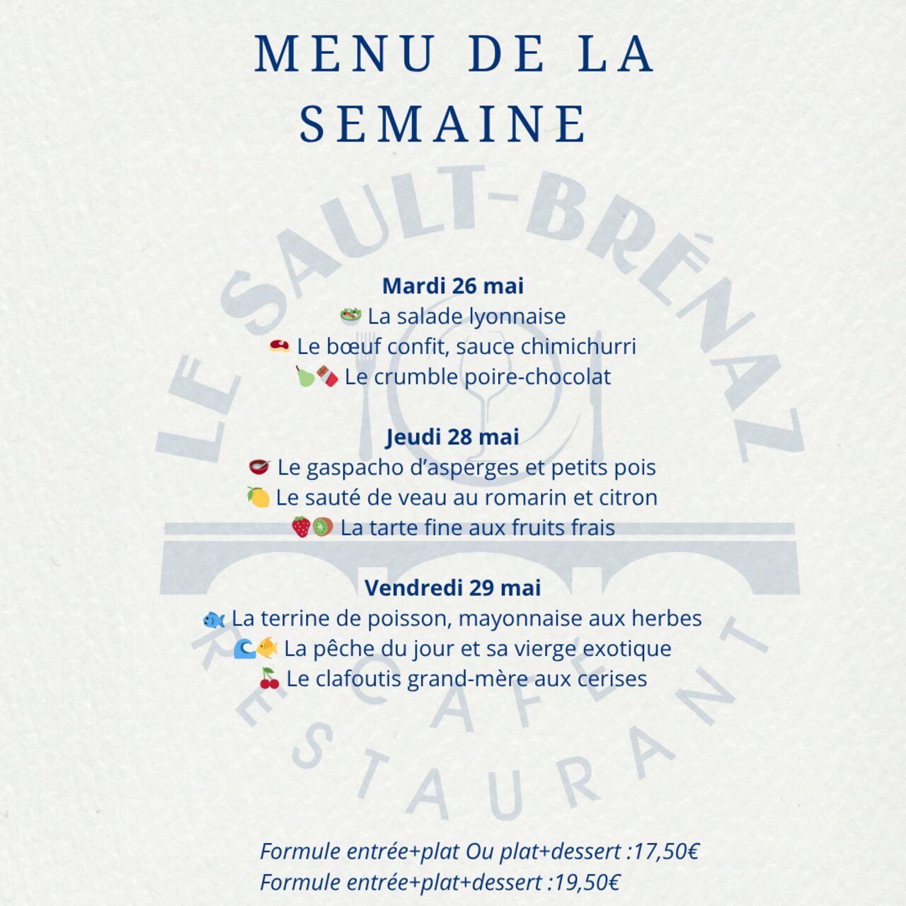Menu de la semaine
