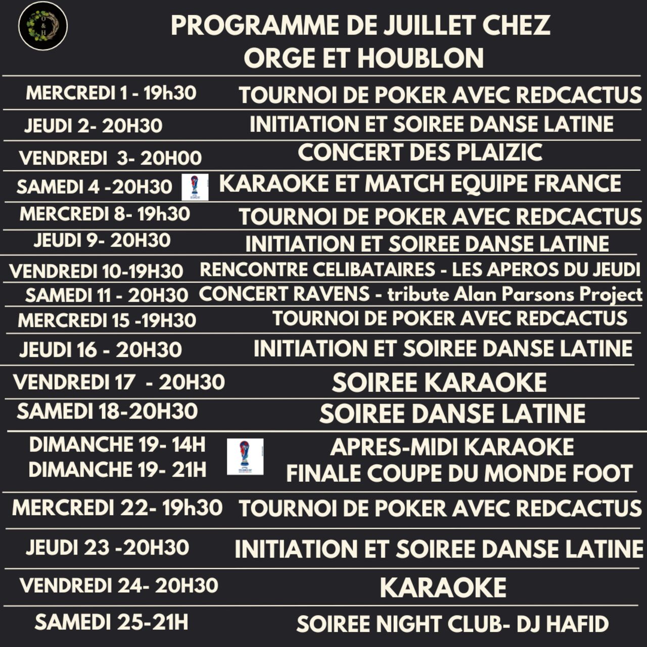 Programme Juillet 2025