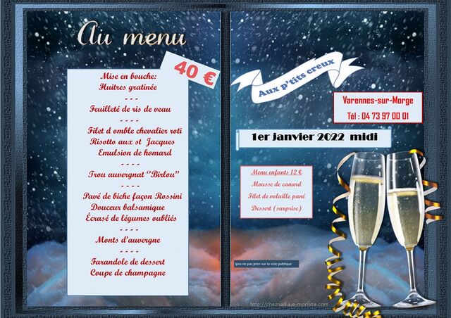 Menu du 1er Janvier 2022