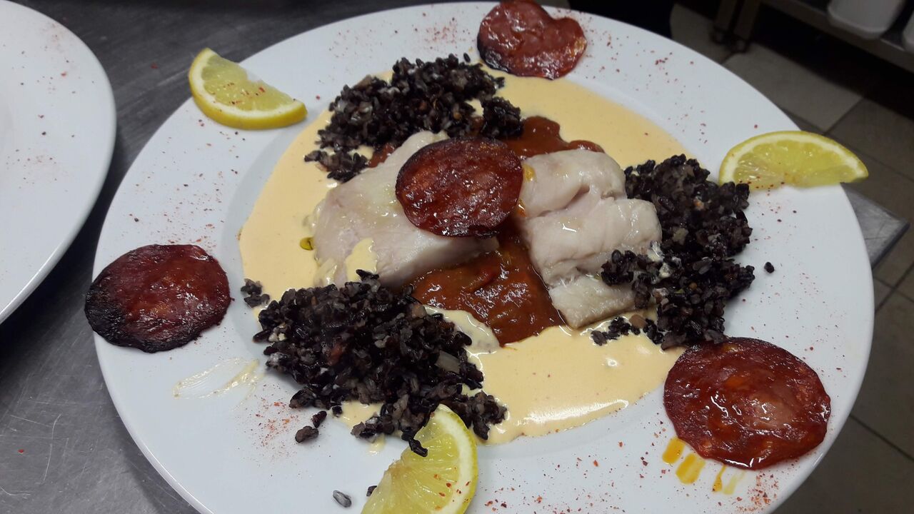 Dos de cabillaud crème de chorizo
