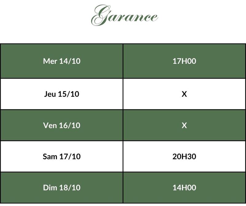 Garance - Horaires