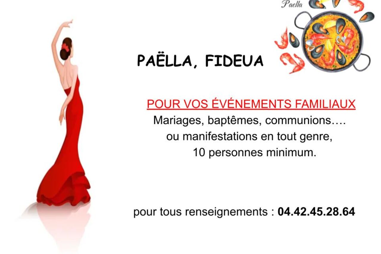 COMMANDEZ VOTRE PAËLLA, FIDEUA, COUSCOUS OU AIOLI (10 PERSONNES MINIMUM)