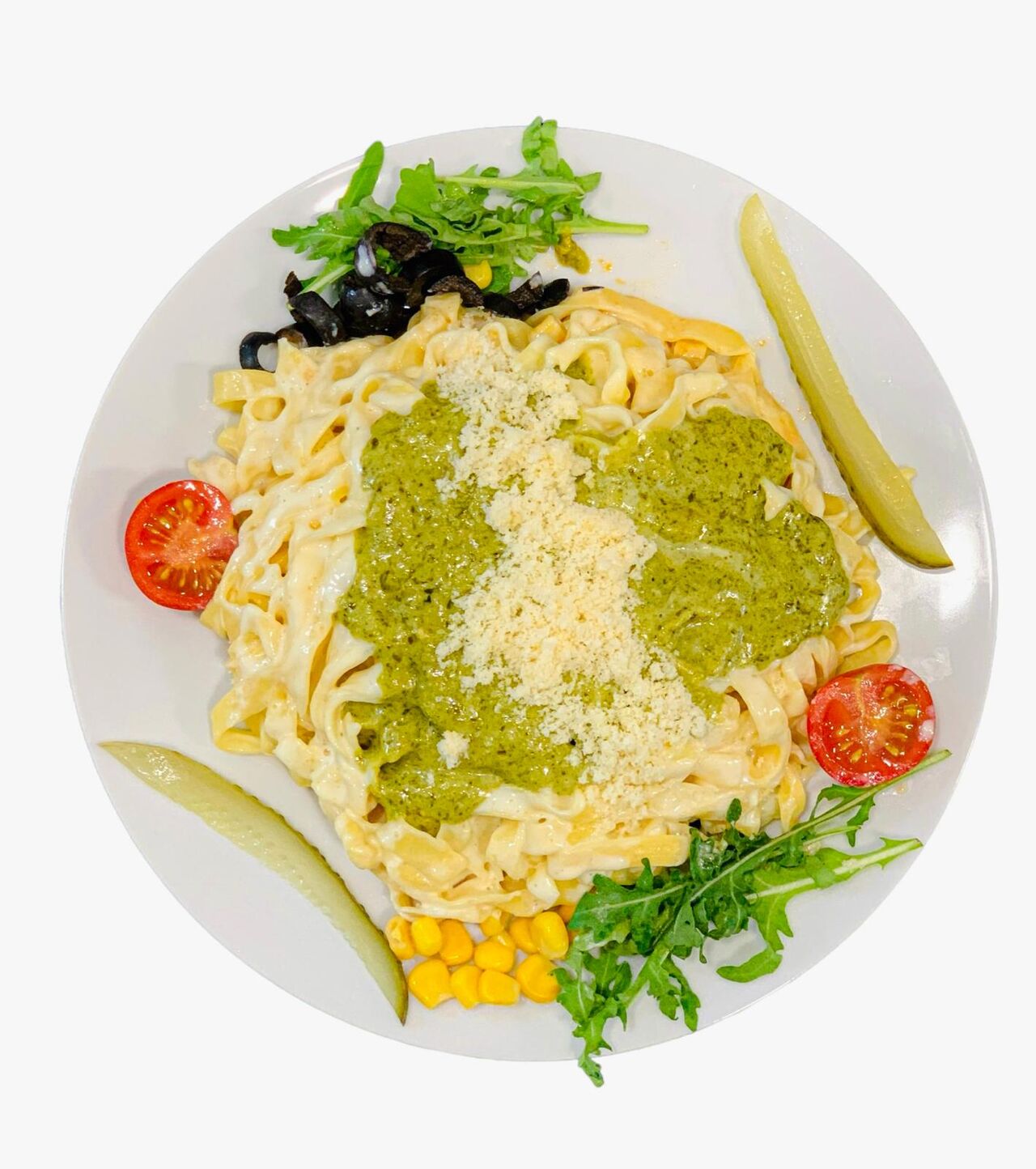 Pesto mit Parmesan Nudeln