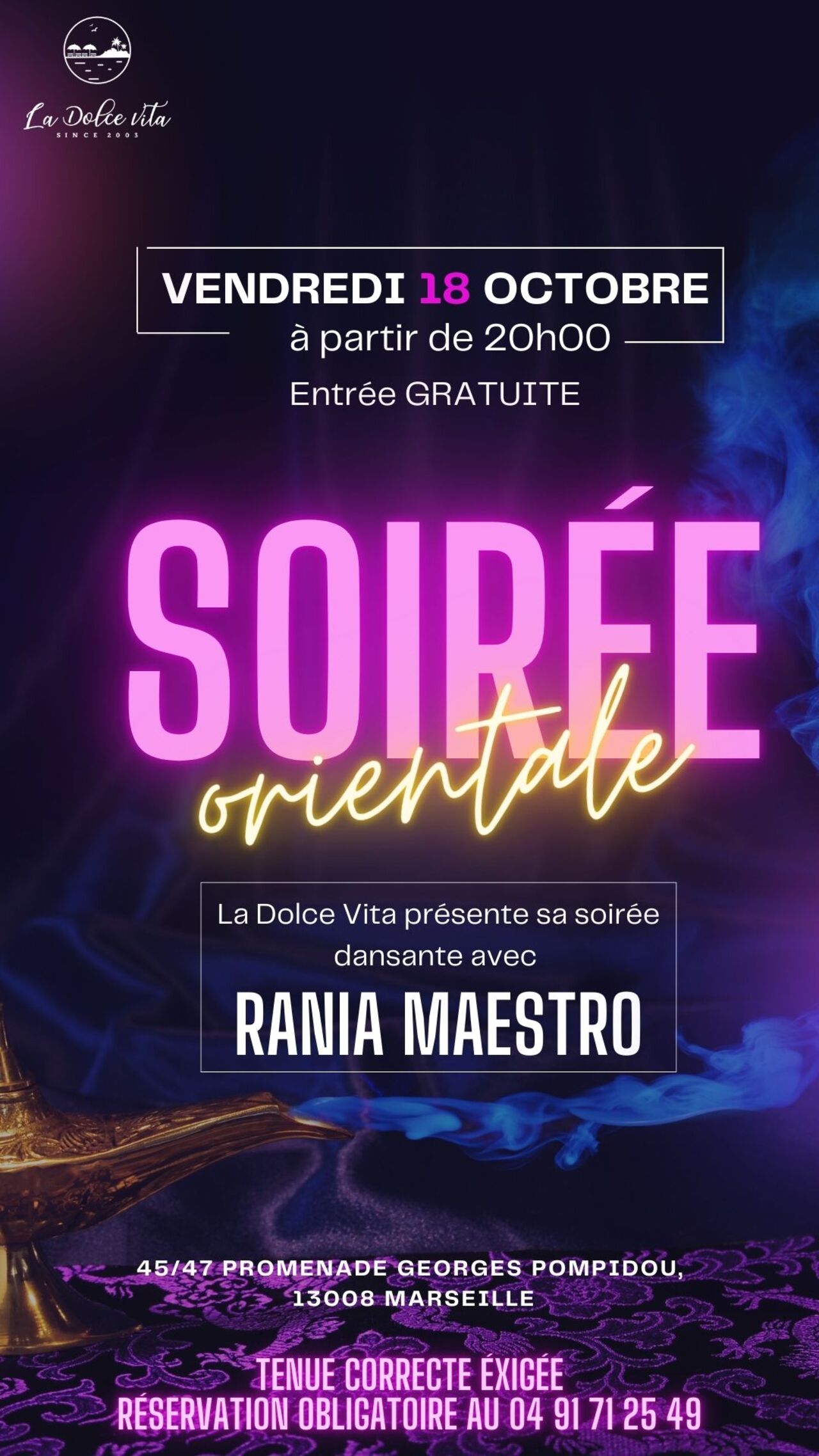 Soirée Orientale avec RANIA MAESTRO chanteuse Libanaise