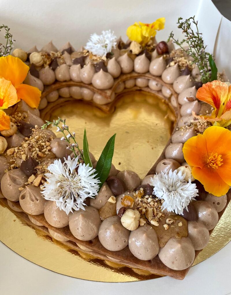 Number cake coeur au chocolat et praliné