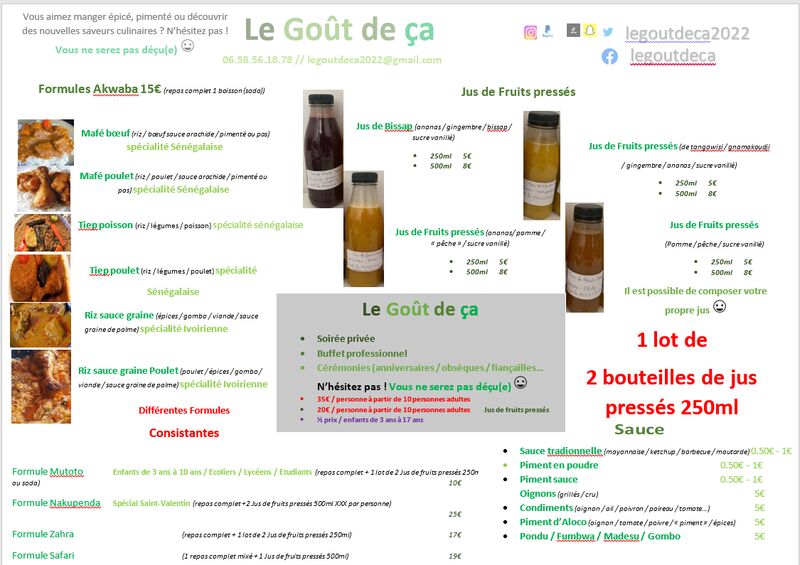Menus Le Goût de Ça 