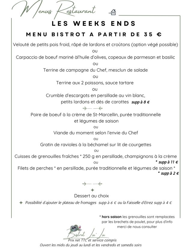 MENU WEEK END