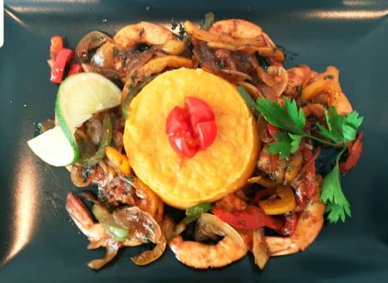 Poêlée de crevettes et flan de patates douces