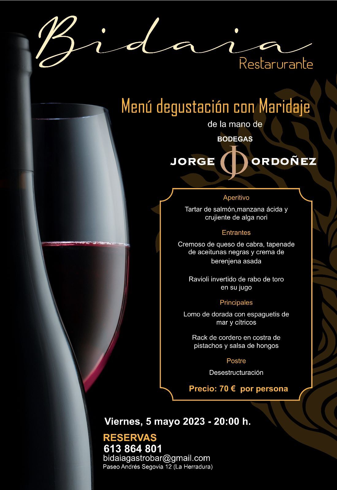 Menú degustación con maridaje