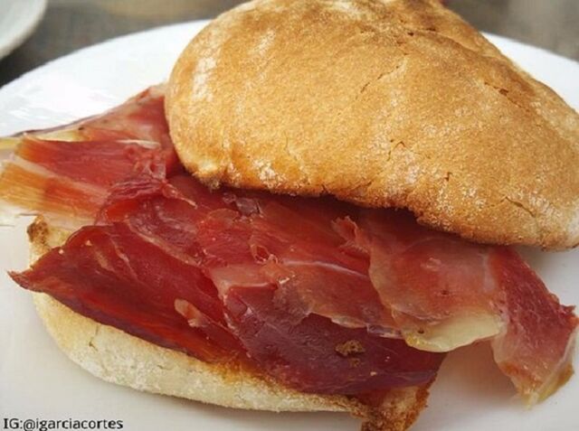 MOLLETE CALENTITO CON ACEITE DE OLIVA TOMATE TRITURADO Y JAMON IBERICO