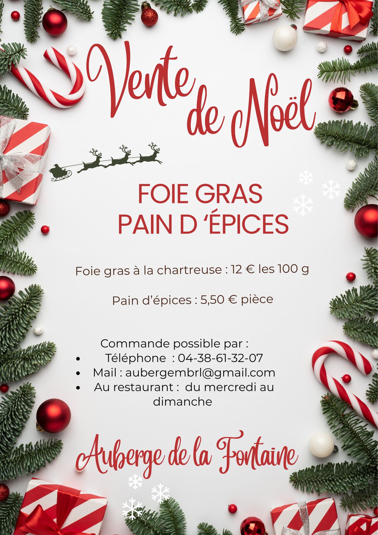 Délices de Noël à l’Auberge