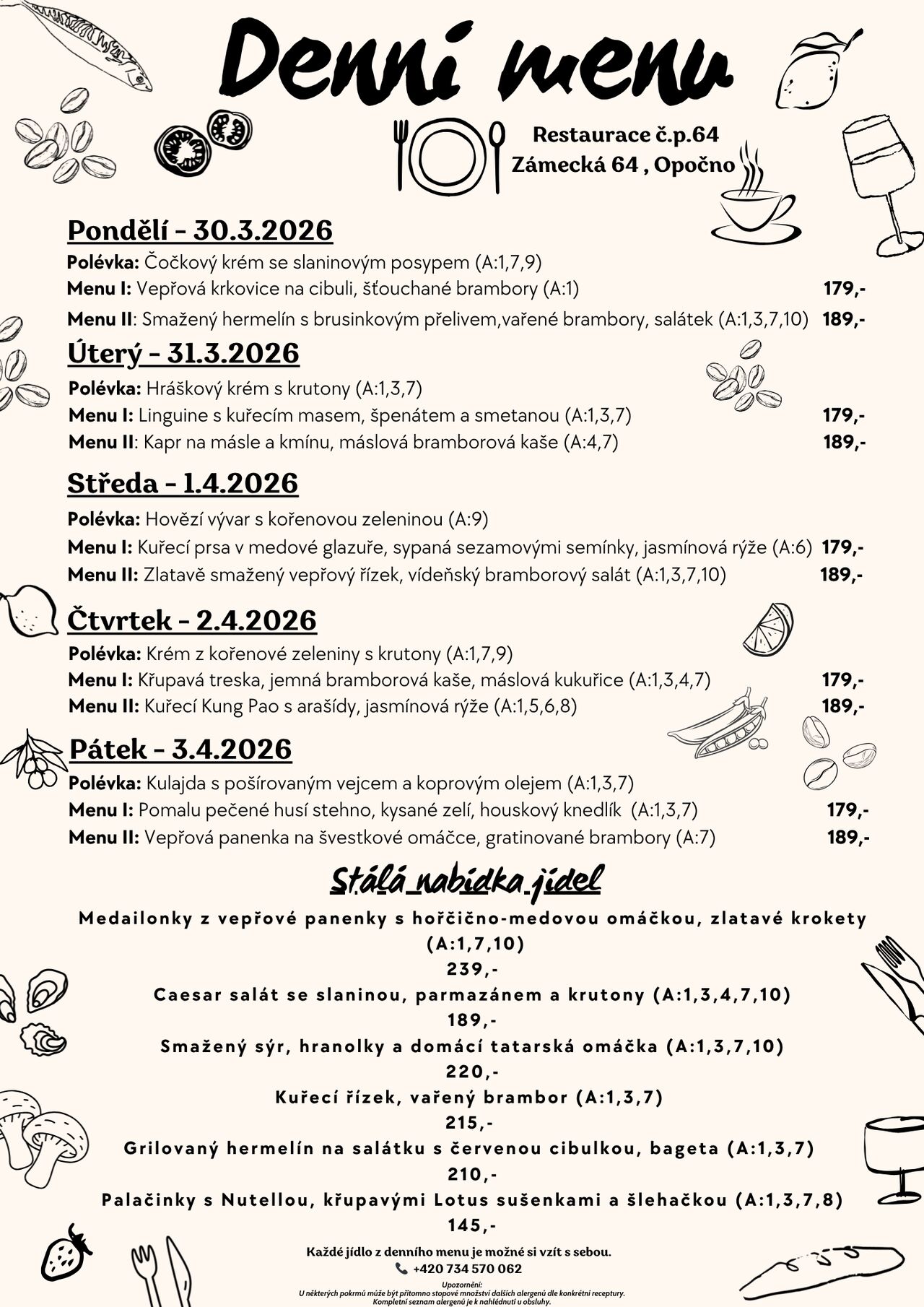 Týdenní menu 30.3. - 3.4.2026