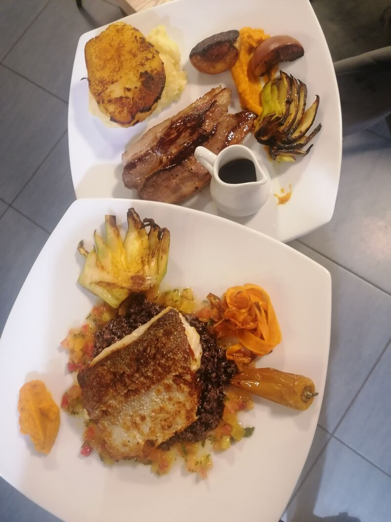 Poisson du moment & magret de la ferme, garniture de saisomps 