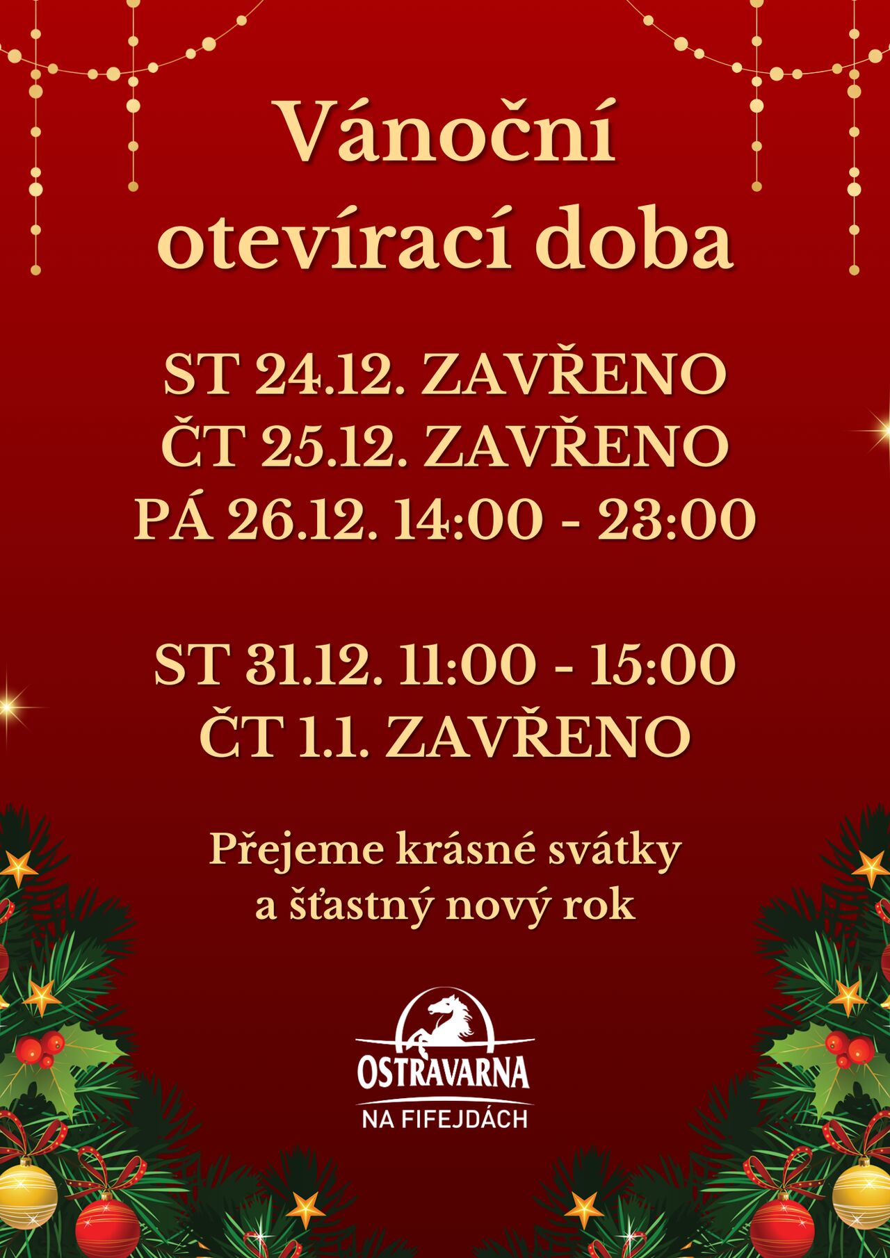 Vánoční otevírací doba