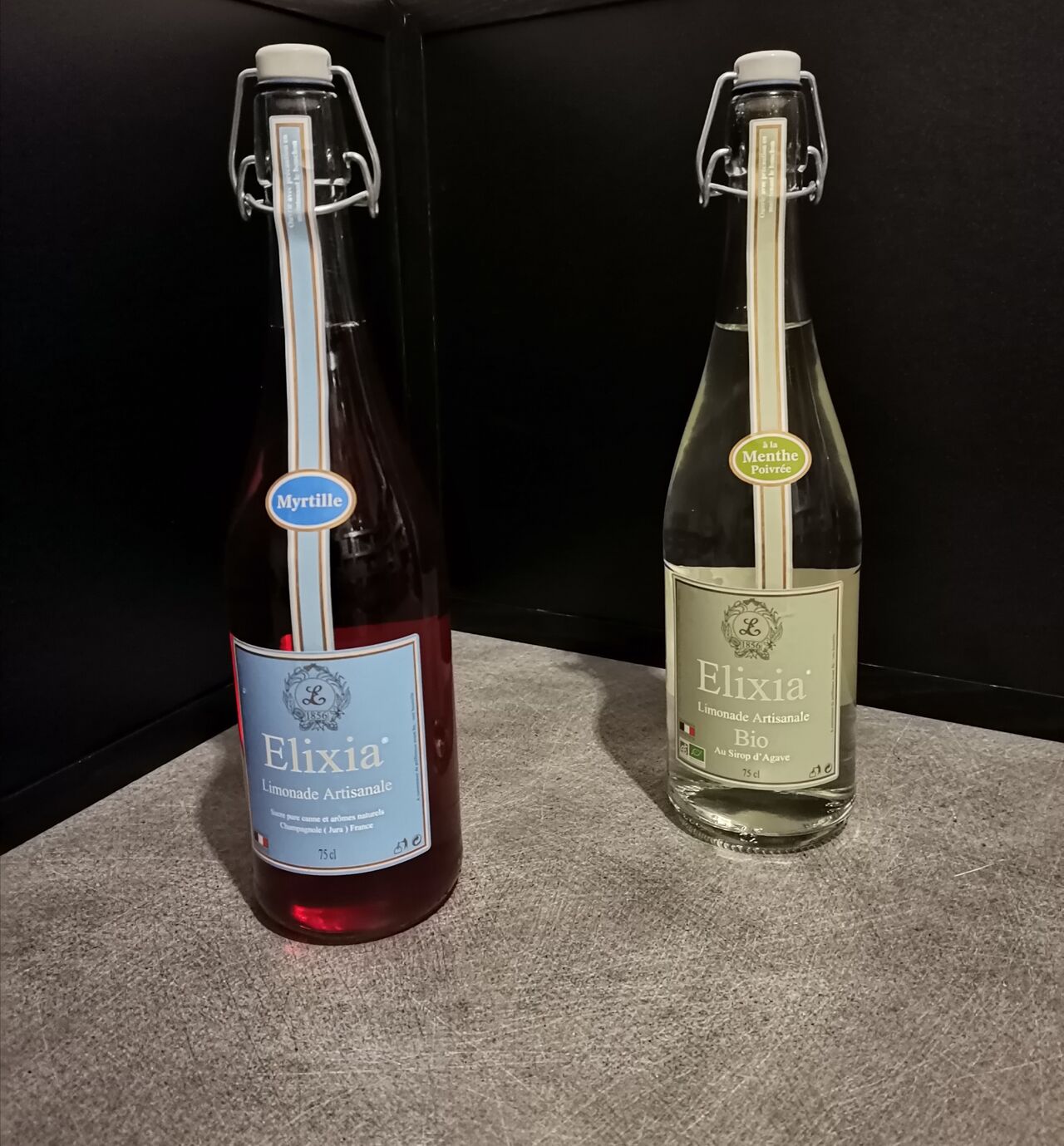 Elixia Myrtille 75cl / Elixia bio Menthe poivrée 75cl=4.80€ 