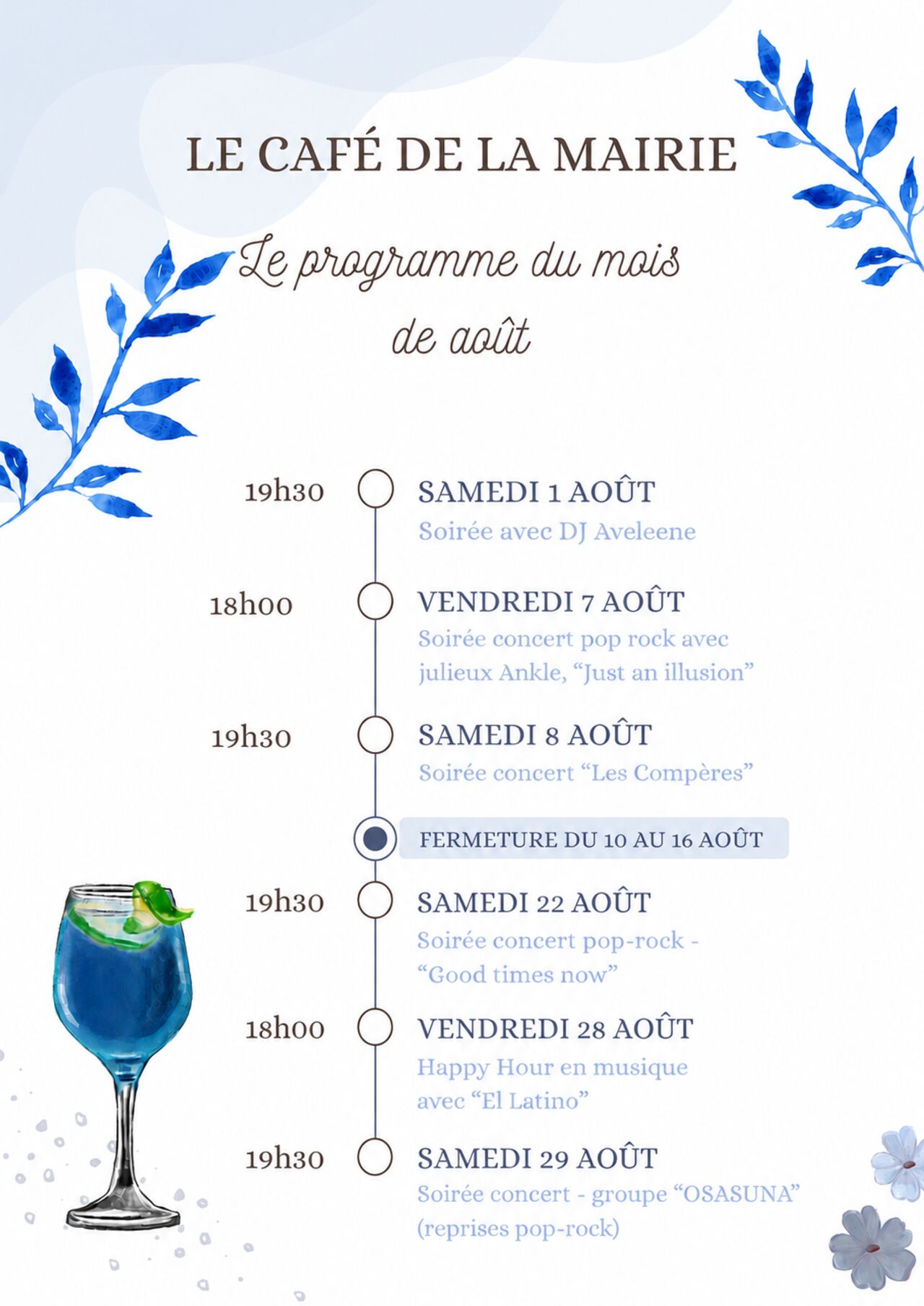 PROGRAMME DU MOIS D’AOUT