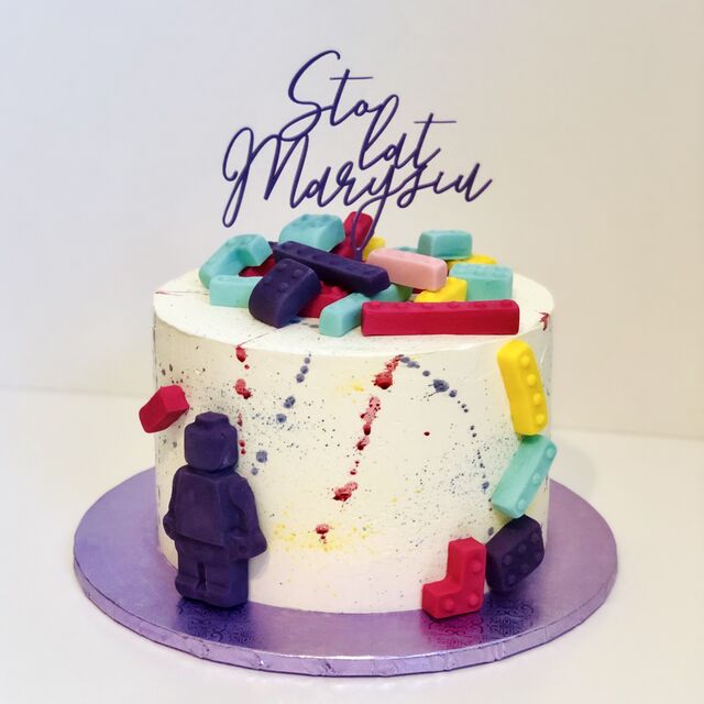 Torty dziecięce - Lego - z topperem i figurkami z masy cukrowej