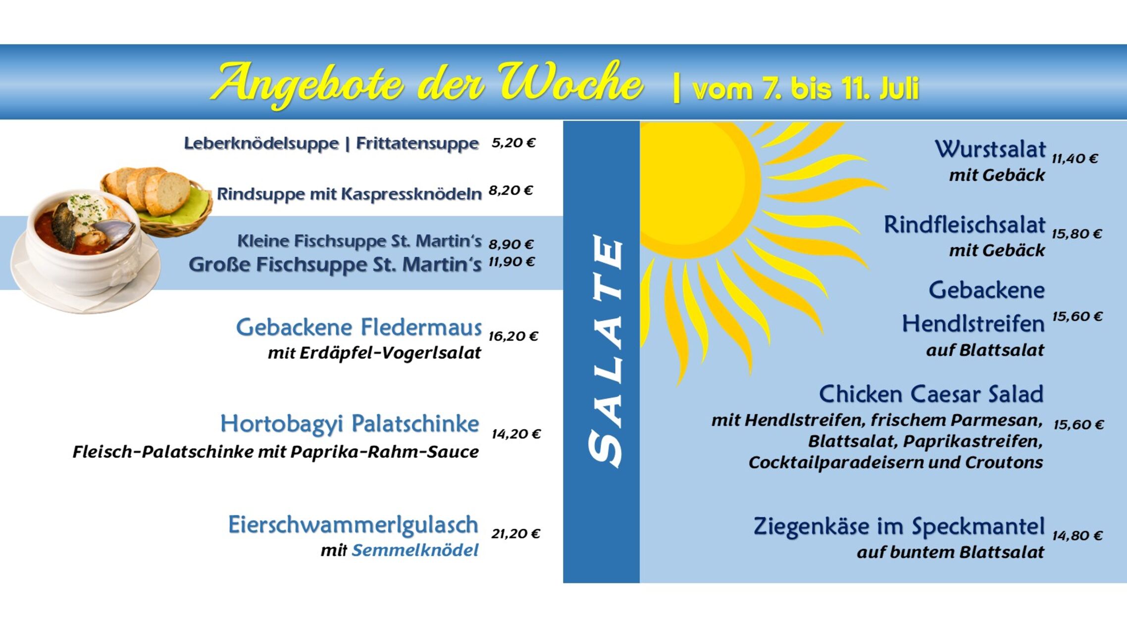 Weitere Speisenangebote der Woche