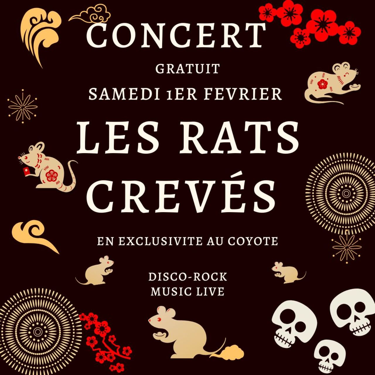 1er FEVRIER : CONCERT EXCLUSIF ! "LES RATS CREUVES"