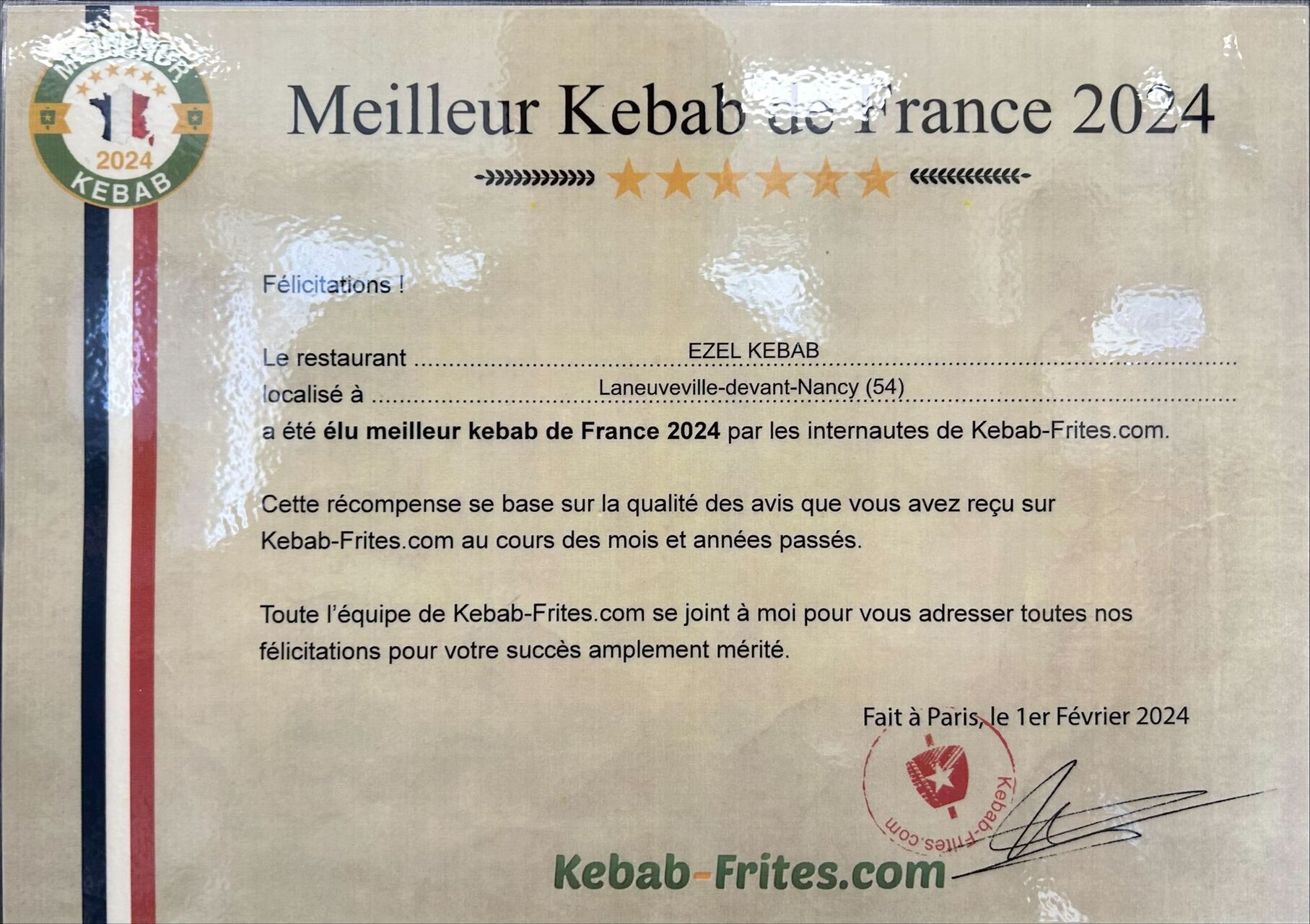 🏆 Nous avons été élus parmi les meilleurs kebabs de France 2024!