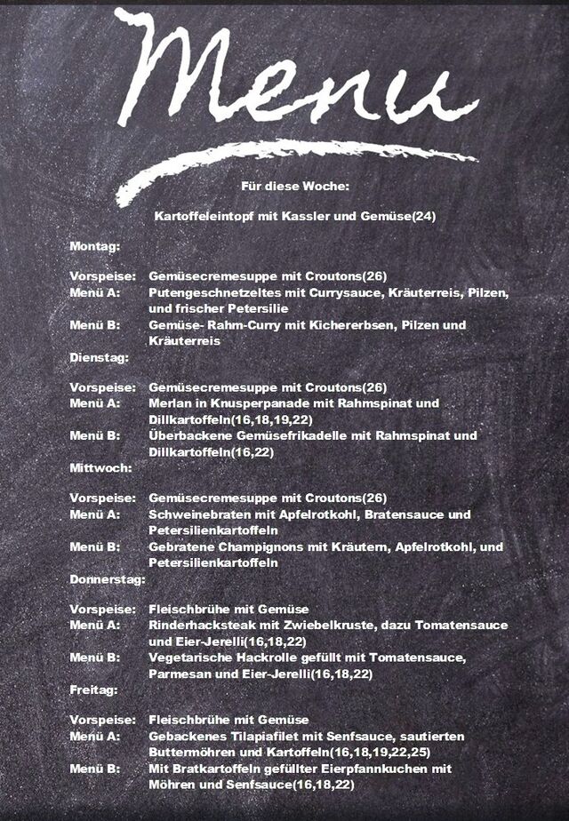 Speiseplan für diese Woche