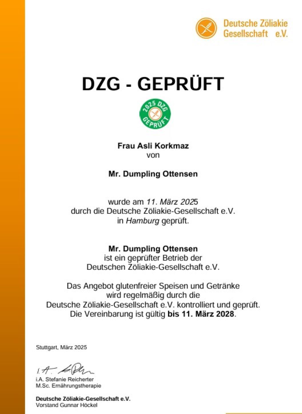 DZG Zertifikat - Ottensen