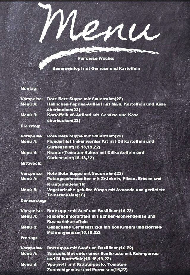 Speiseplan für diese Woche
