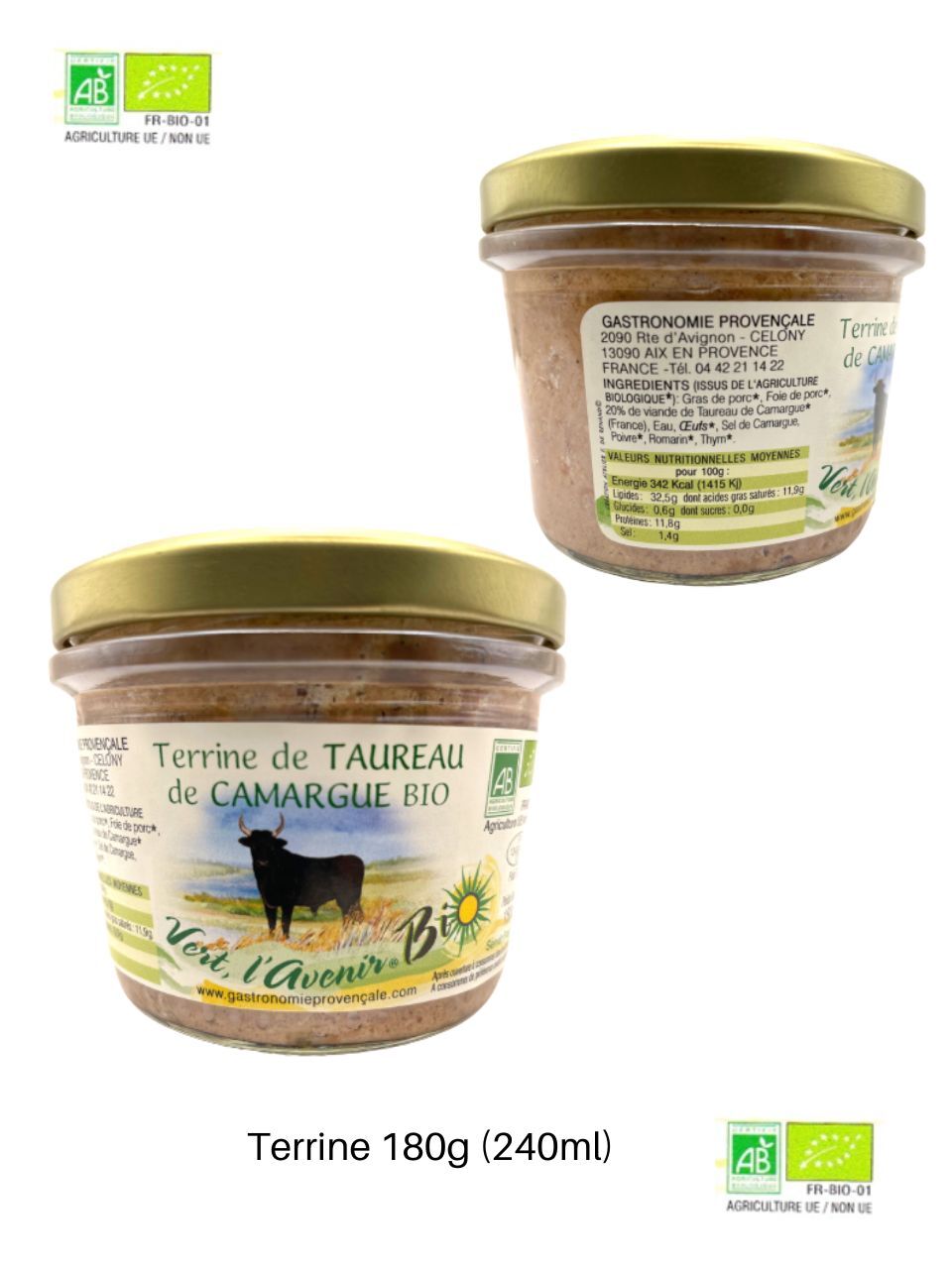 Terrine de TAUREAU AOP DE CAMARGUE BIO - 180g