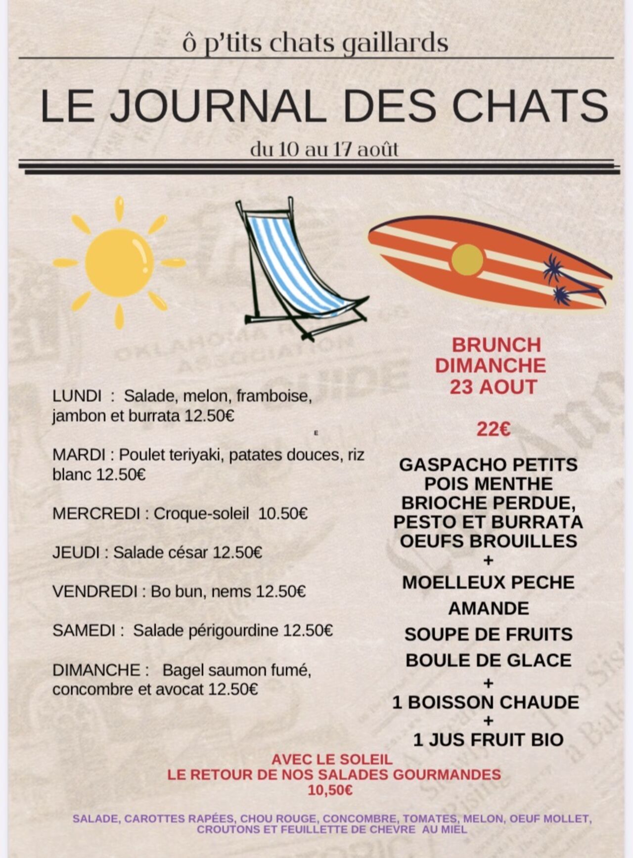 Menu du 10 au 16 août