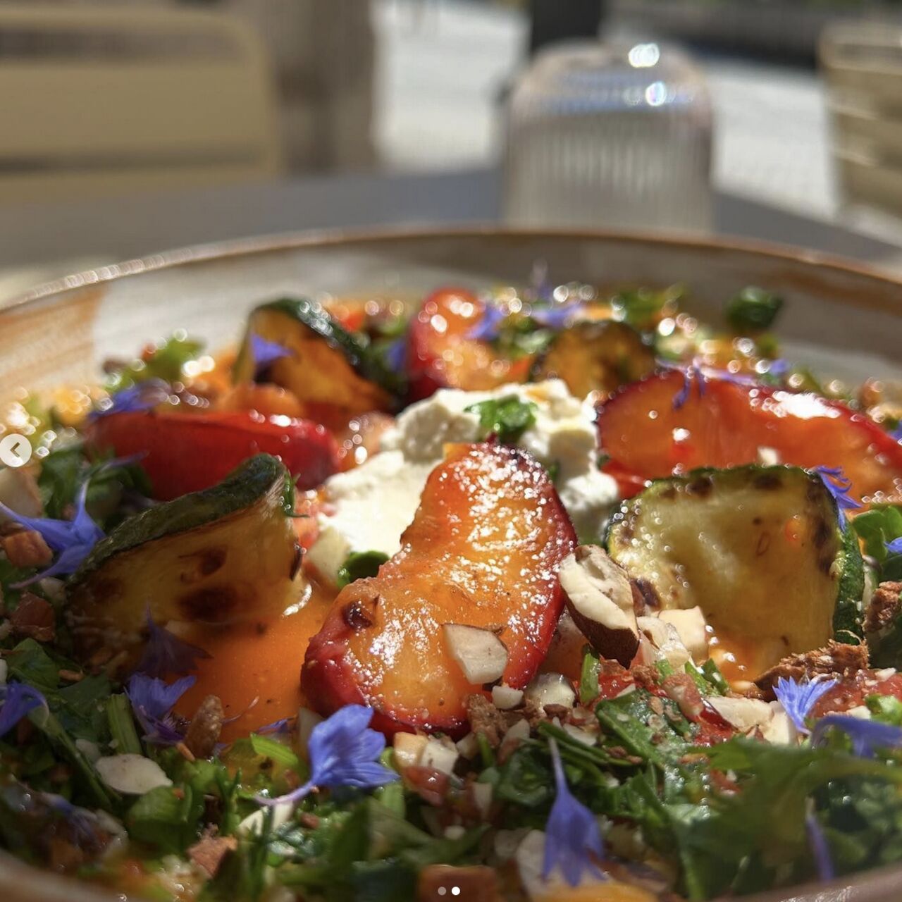 Taboulé pêches rôties