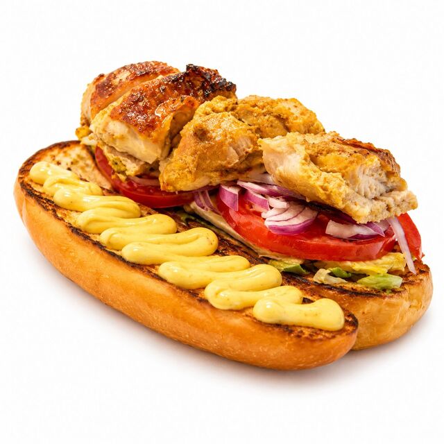 3. Baghetă cu Kebab de Pui și maioneză curry
