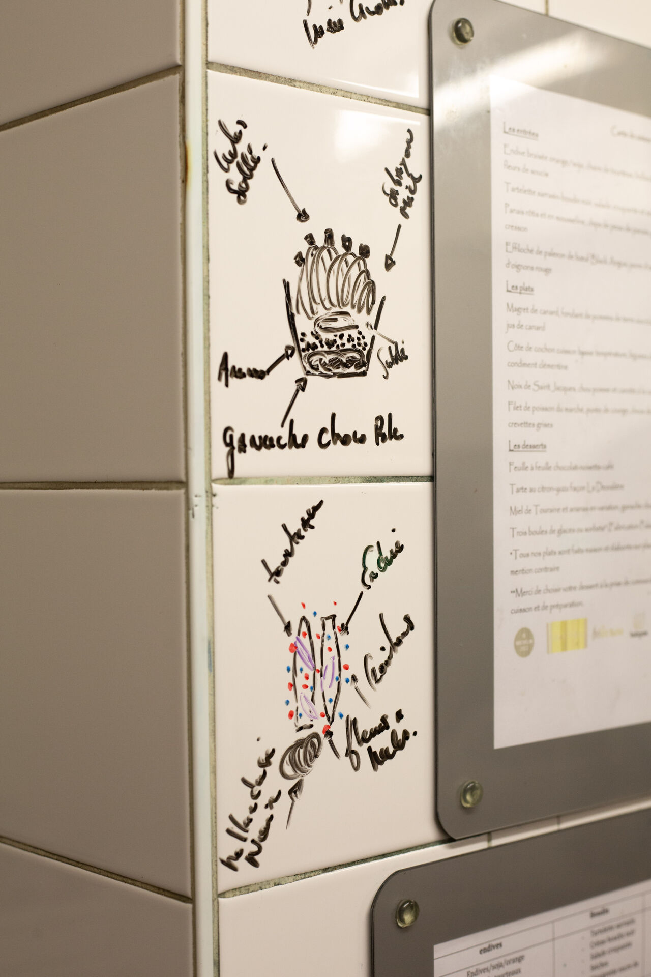 Les explications des nouveaux plats dessinées par le Chef 