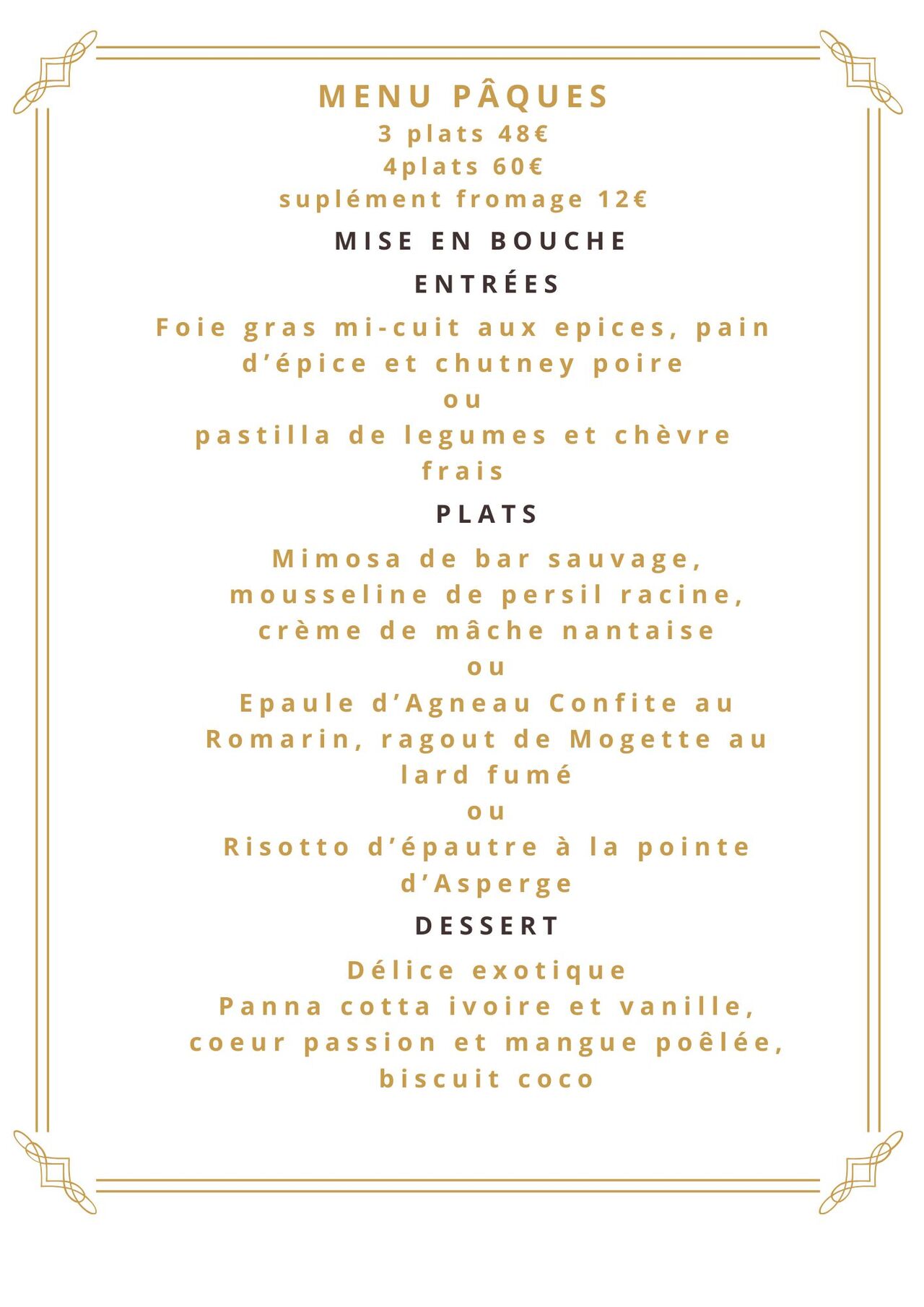 Menu Pâques