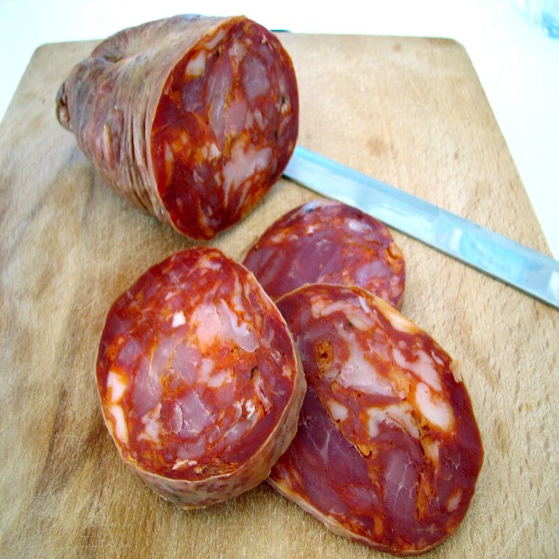 SOPPRESSATA ROSE' PICCANTE E DOLCE A PUNTA DI COLTELLO A EURO 18,00 AL KILO
