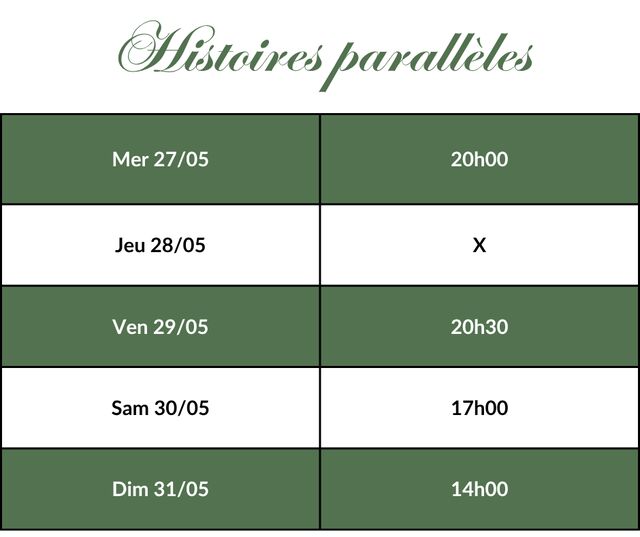 Histoires parallèles- Horaires
