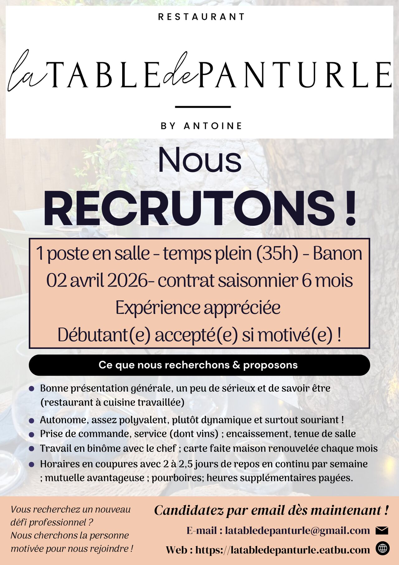 Nous recrutons pour 2026 !