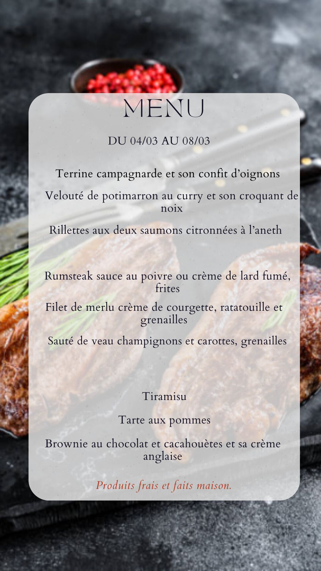 Menu du 04/03/25 au 08/03/25
