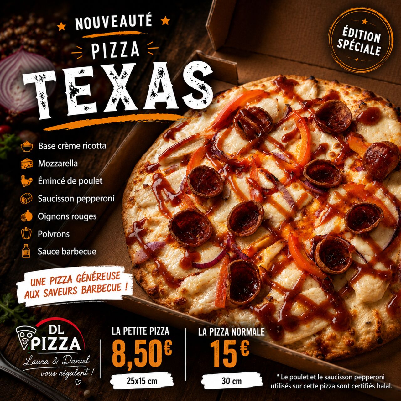 Découvrez notre Pizza TEXAS, disponible jusque fin septembre!