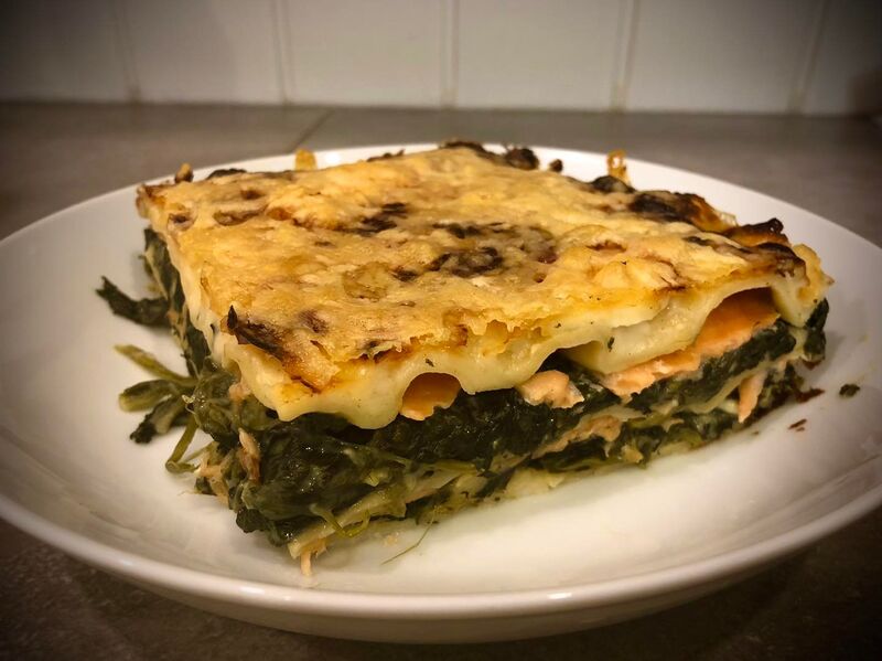 Lasagnes (pâte fraîche maison) épinard et saumon fumé