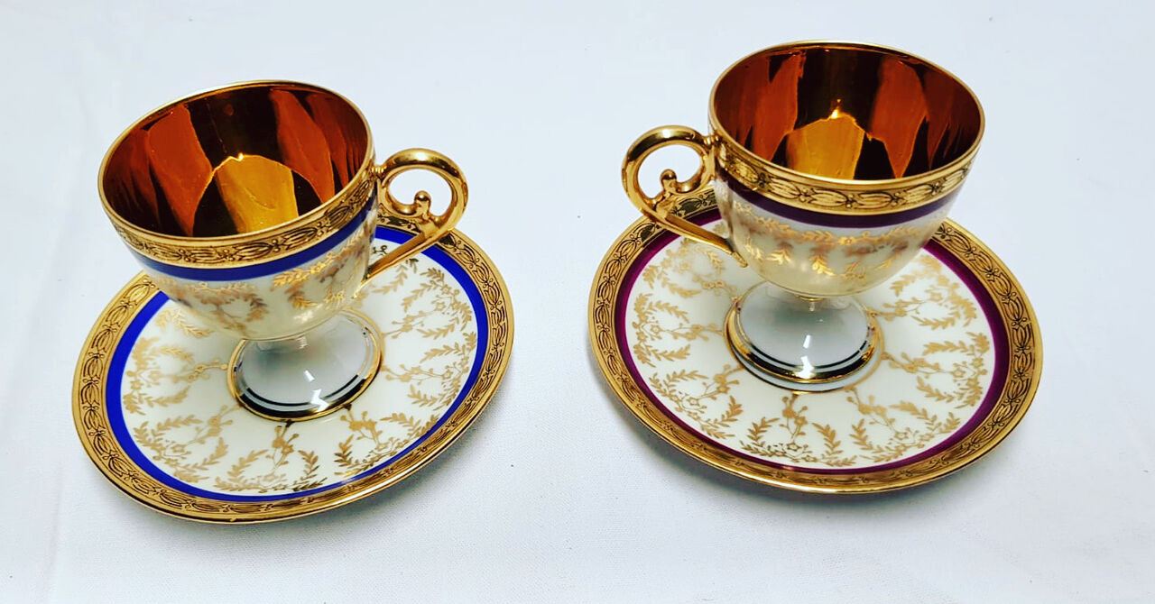 Tasse à café, tête à tête en porcelaine de Limoges