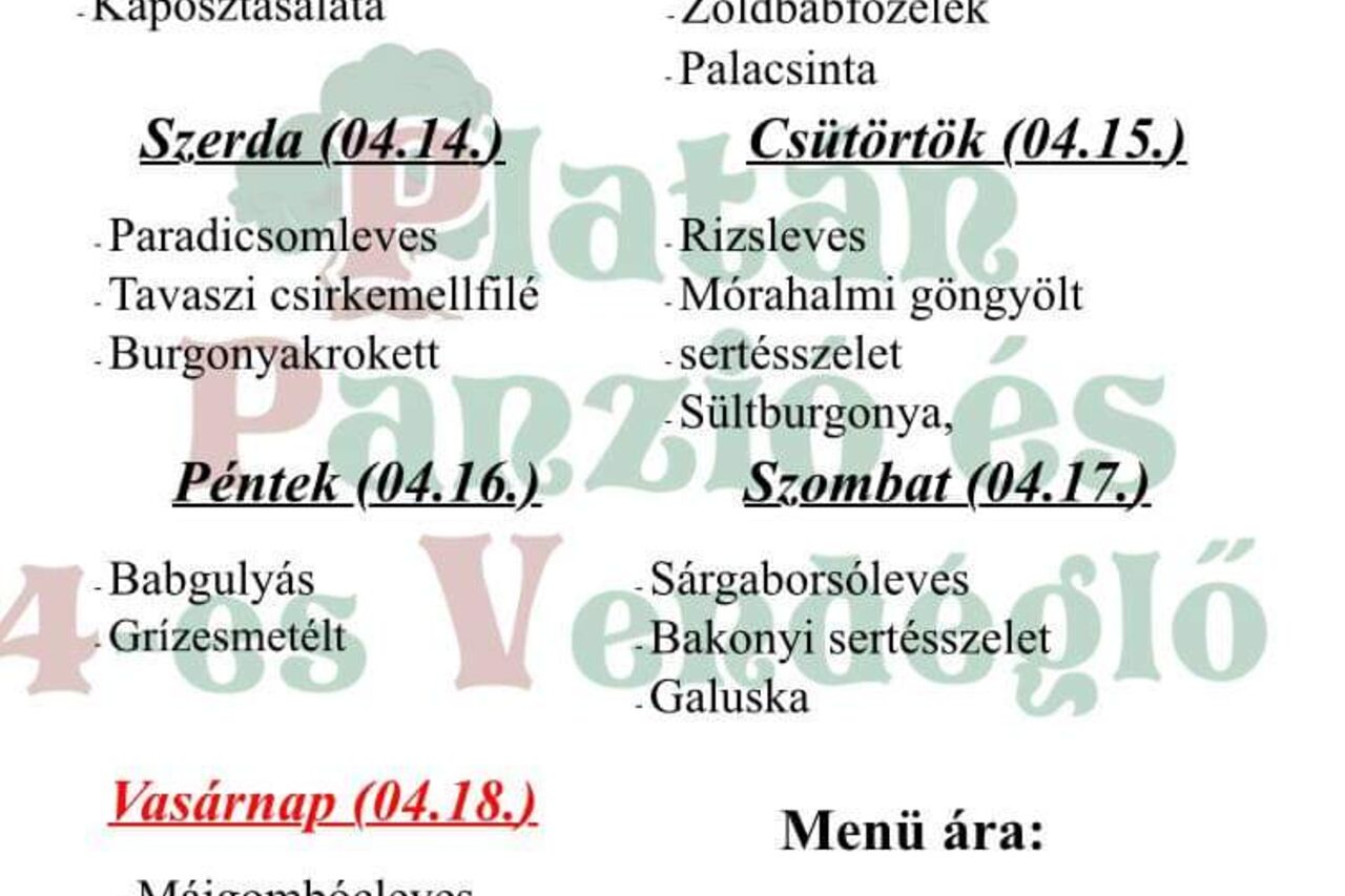 Napi Menü Ajánlat!