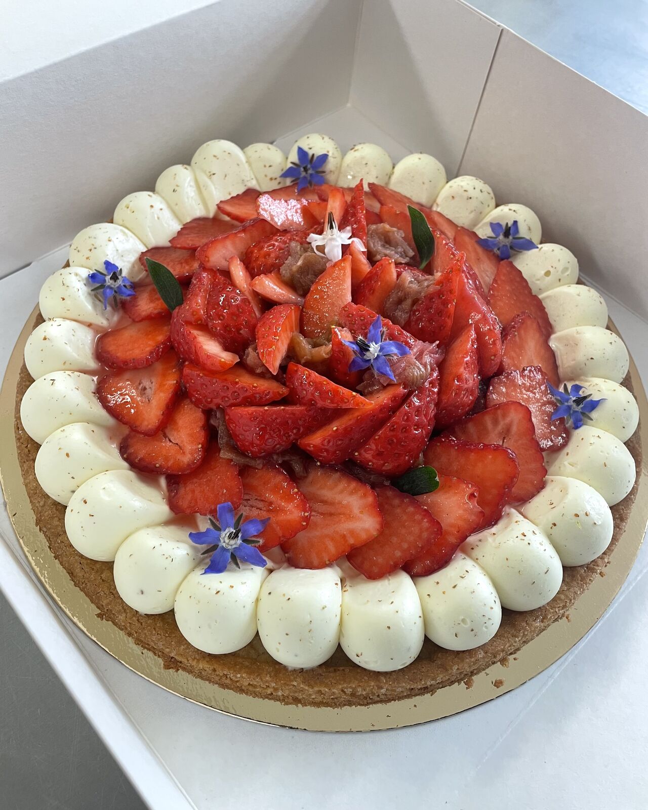 Tarte aux fraises & rhubarbe