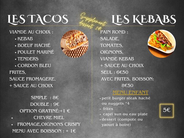 tacos kebabs menu enfant