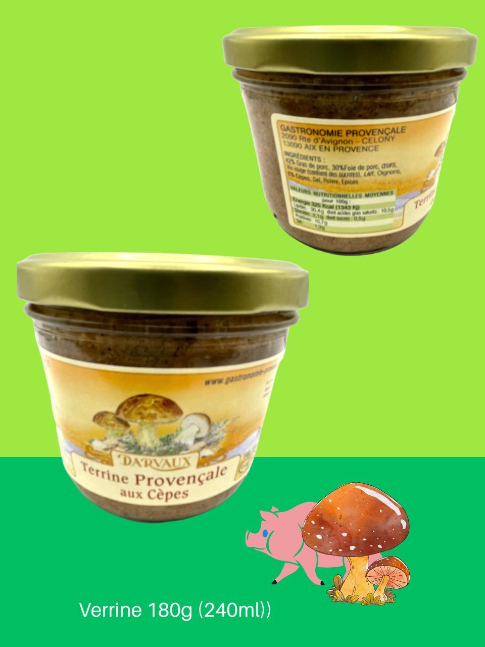 TERRINE Provençale aux Cèpes (Terrine de PORC) - 180g - 240ml